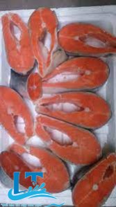frozen salmon cut into pieces